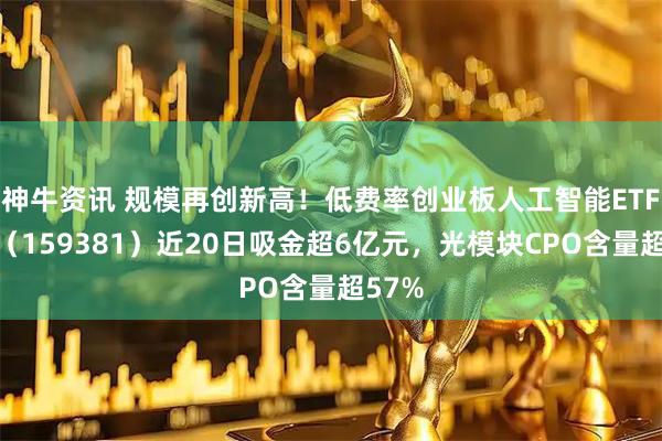 神牛资讯 规模再创新高！低费率创业板人工智能ETF华夏（159381）近20日吸金超6亿元，光模块CPO含量超57%