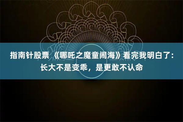 指南针股票 《哪吒之魔童闹海》看完我明白了：长大不是变乖，是更敢不认命